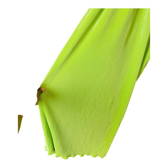 NWT Forever 21 Womens Wide Leg High Rise Pleated Pants Lime Green Stretch 3X - Picture 3 of 5